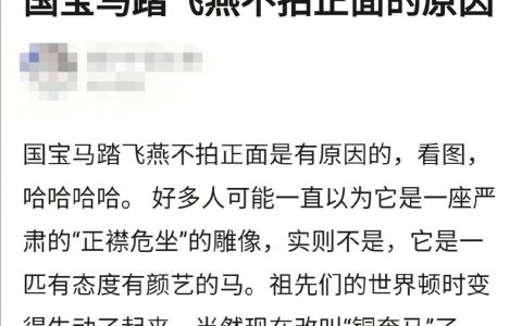 马踏飞燕为什么不以正面出现的原因找到了