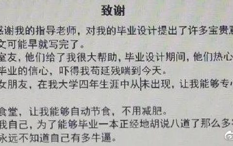 见过最离谱的毕业论文致谢