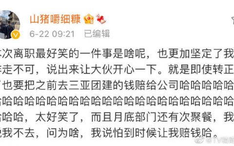 关注的一个正在办离职的网友，我真的每天最牵挂的事就是他的离职进度，希望公司拖拖他，让他从痛苦中孕育作品。